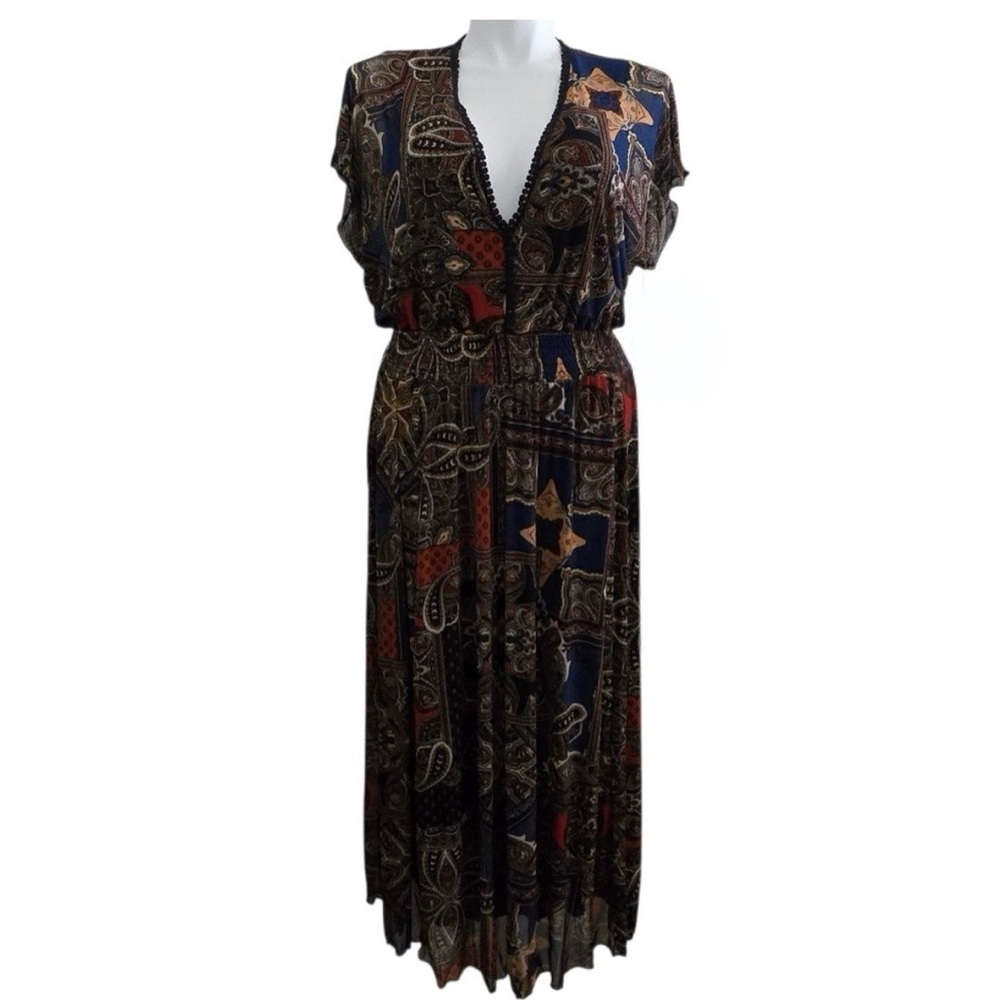 Kate and Lily Woman’s Bohemian Multicolor Paisley Maxi Dress Size 18